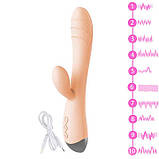 Вібратор кролик для клітора та точки G USB - Бежевий - Вібратори, фото 2