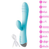Вібратор кролик для клітора та точки G USB - Блакитний - Вібратори, фото 4