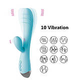 Вібратор кролик для клітора та точки G USB - Блакитний - Вібратори, фото 2