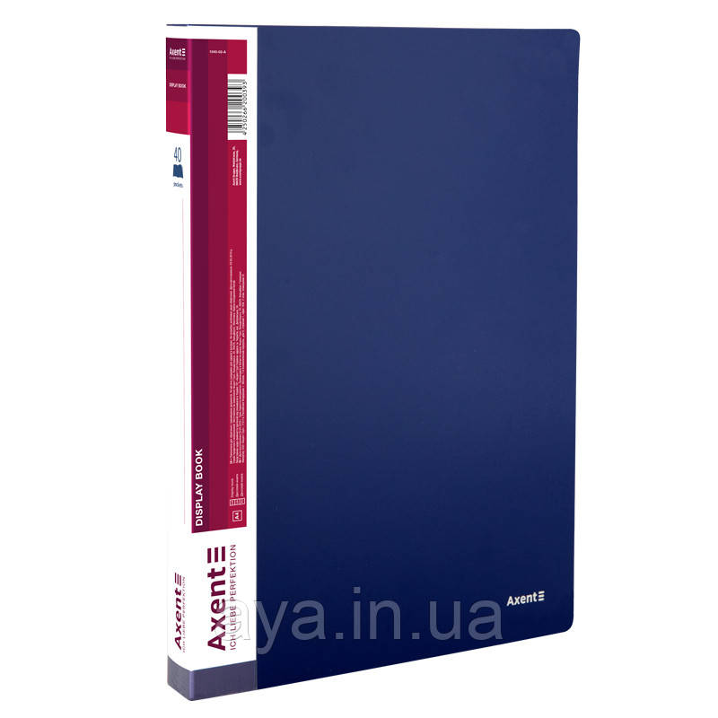 Папка з файлами, дисплей-книга Axent (A4, 40 файлів, синій) 1040-02-A