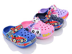 Дитячі босоніжки крокси з аксесуаром на застібці