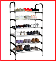 Полка органайзер для обуви на 6 ярусов Shoe Rack стойка подставка этажерка для хранения обуви черного цвета