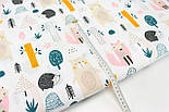 Бавовняна тканина "Звірята в лісі" на білому тлі No1427, фото 5