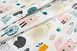 Бавовняна тканина "Звірята в лісі" на білому тлі No1427, фото 4