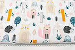 Бавовняна тканина "Звірята в лісі" на білому тлі No1427, фото 6