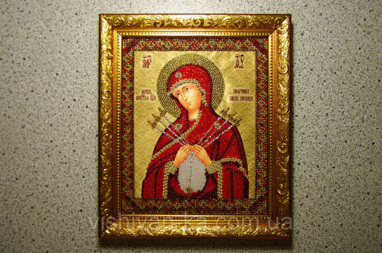 Ікона Пресвятої Богородиці Семистрільна А4 бісер