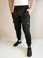 Штаны спортивные мужские трикотажные Брюки мужские Ao Longcom с накладными карманами Черный цвет XL