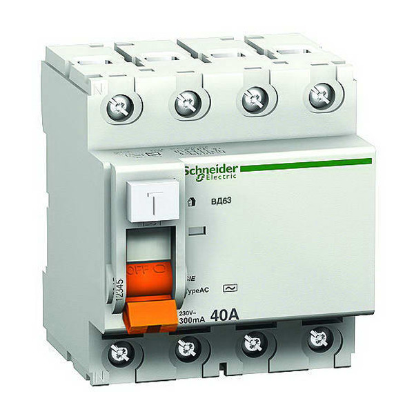 Диференціальний вимикач Schneider Electric ВД63 4P 40А 300мА 11464