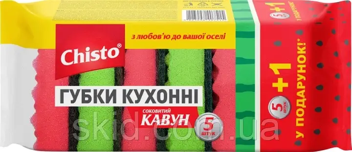 Губки кухонні Кавун «Chisto», 5+1 шт.