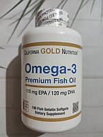 California Gold Nutrition  Omega 3 Premium Fish Oil 100 caps омега 3 рибячий жир