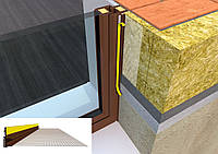 Примикаючий віконний профіль для відкосів коричневий колір з армувальною сіткою Вертекс (Vertex) та гумовою манжетою 2,5 метра