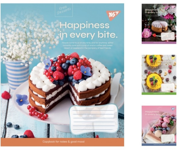 Зошит учнівський А5/18 клітинка YES Desserts 25шт/упак, 766325