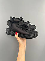 Женские шлепанцы в стиле Chanel Sandals Black Matte (чёрные) модные комфортные летние шлепки 9063 Шанель top