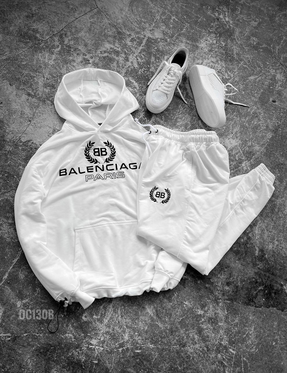 Чоловічий костюм штани та худі Balenciaga (білий)oc130b молодіжний спортивний комплект для хлопців із капюшоном top