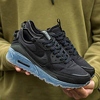 Мужские кроссовки Nike Air Max 90 x Terrascape Black (чёрные с синим) крутые спортивные кроссы I1282 тренд