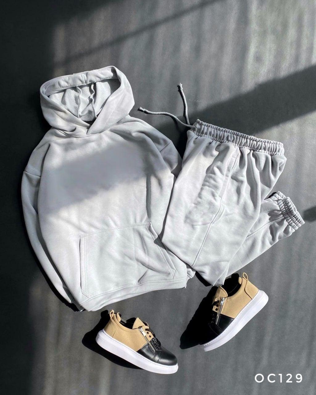 Чоловічий костюм штани та худі Balenciaga (сірий) oco129 молодіжний спортивний комплект для хлопців із капюшоном top, фото 1