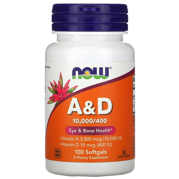 NOW Foods вітаміни A і D 100 м'яких таблеток