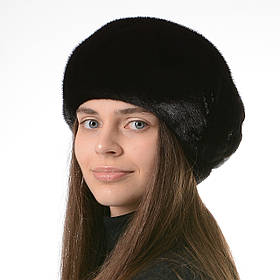 Жіночий зимовий норковий хутряний берет "Півонія"