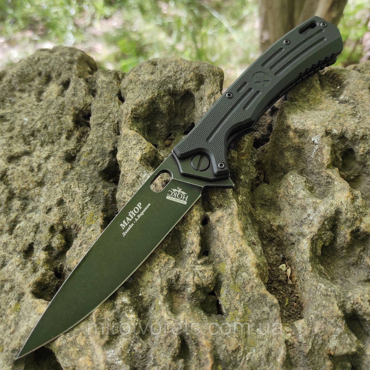 Ніж складний Нокс Майор AUS8 Black, підшипник, оригінал