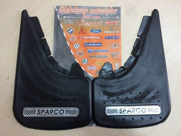 Бризковики малі чорні з написом Sparco 2 шт. Серебренн. напис + М'який бриз-к з видавлений., фото 1