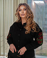 Рубашка-вышиванка женская красивая нардяная натуральная хлопковая длинный рукав больших размеров 46-60