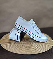 Кеди БІЛІ під CONVERSE без написів конверси кросівки текстиль, фото 3