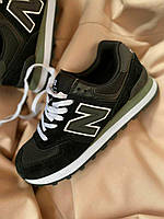 Женские кроссовки New Balance 574 Black (черные) качественные осенние кроссы Арт182 Нью Беленс vkross