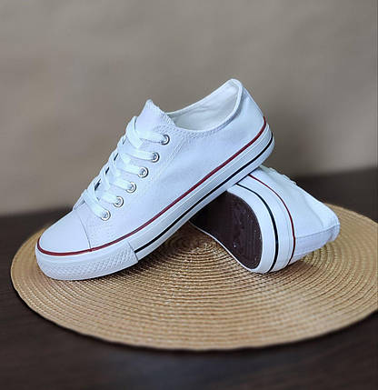 Кеди БІЛІ під CONVERSE без написів конверси кросівки текстиль, фото 1