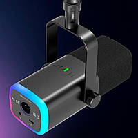 Динамічний мікрофон FIFINE USB/XLR з мікшером та ігровим мікрофоном Ampligame AM8 Чорний