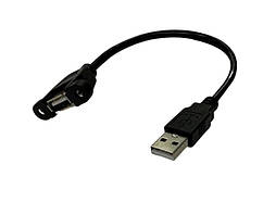 05-08-001К. Шнур USB штекер A - гніздо А монтажне під гвинти, version 2.0, чорний, 10см,