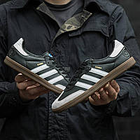 Мужские кроссовки Adidas Samba Black (черные) модные низкие кеды на толстой подошве 1354 Адидас top