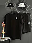Чоловічий літній костюм 3в1 Adidas Футболка + Шорти + Панамка чорний комплект Адідас на літо, фото 3