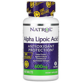 Альфа-ліпоєва кислота повільне вивільнення (Alpha Lipoic Acid) Natrol, 600 мг 45 таблеток