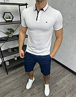 Мужская футболка поло Armani H3516 белая