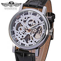 Стильные мужские механические часы с элегантным дизайном Winner Silver