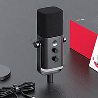 Динамічний мікрофон FIFINE USB/XLR з мікшером та ігровим мікрофоном Ampligame AM8  Чорний