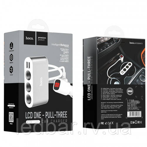 Розгалужувач Hoco Z13(3порта+2USB+LCD)