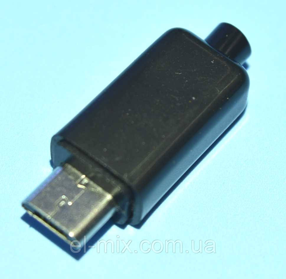 Штекер микро USB-4р на кабель, с корпусом (глянцевый пластик), черный, 1-1020 - фото 2 - id-p318951780