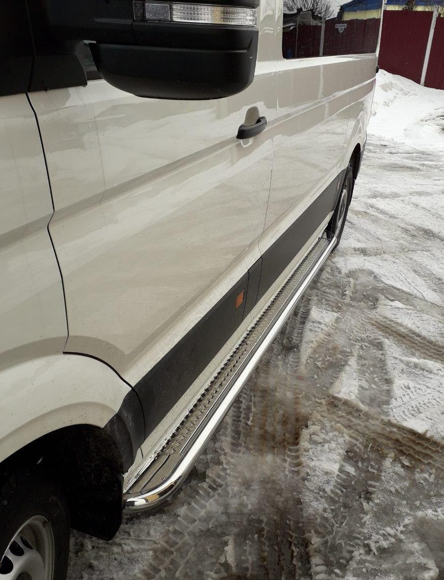 Підніжки майданчик Volkswagen Crafter 2006-2017+ Бічний захист рифлена нержавіюча сталь