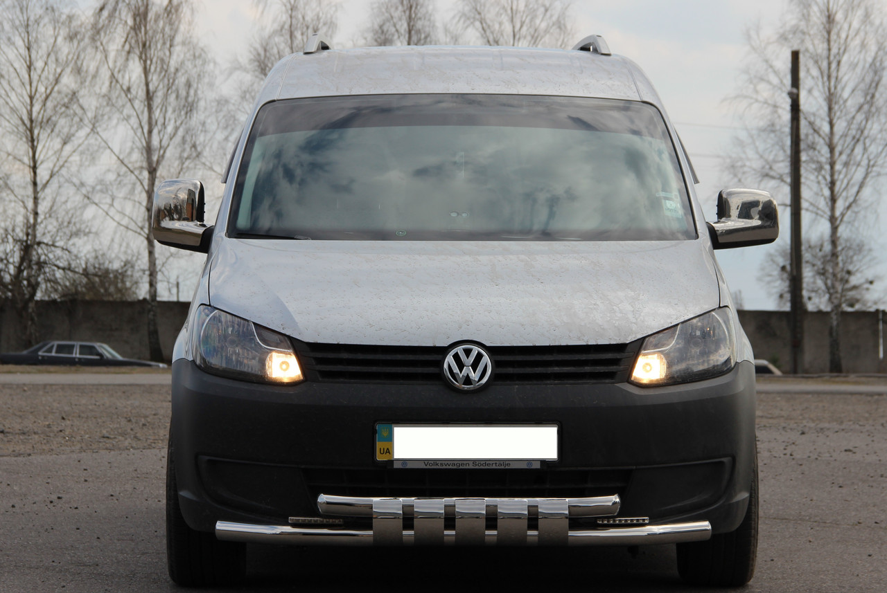 Кенгурятник подвійний захист бампера Volkswagen Caddy 2010-2015 УС SHARK з нержавіючої сталі