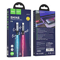 Кабель USB Hoco U112 Shine Type-C to Lightning LED Цвет Серый