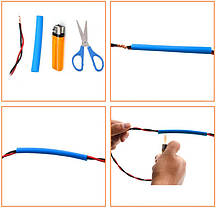 Набір трубок термоусажувальних 2.1, ( 8 кольорів), 100 мм, 24 шт, Кембрик термозбіжний, Універсальна, E.NEXT, фото 3