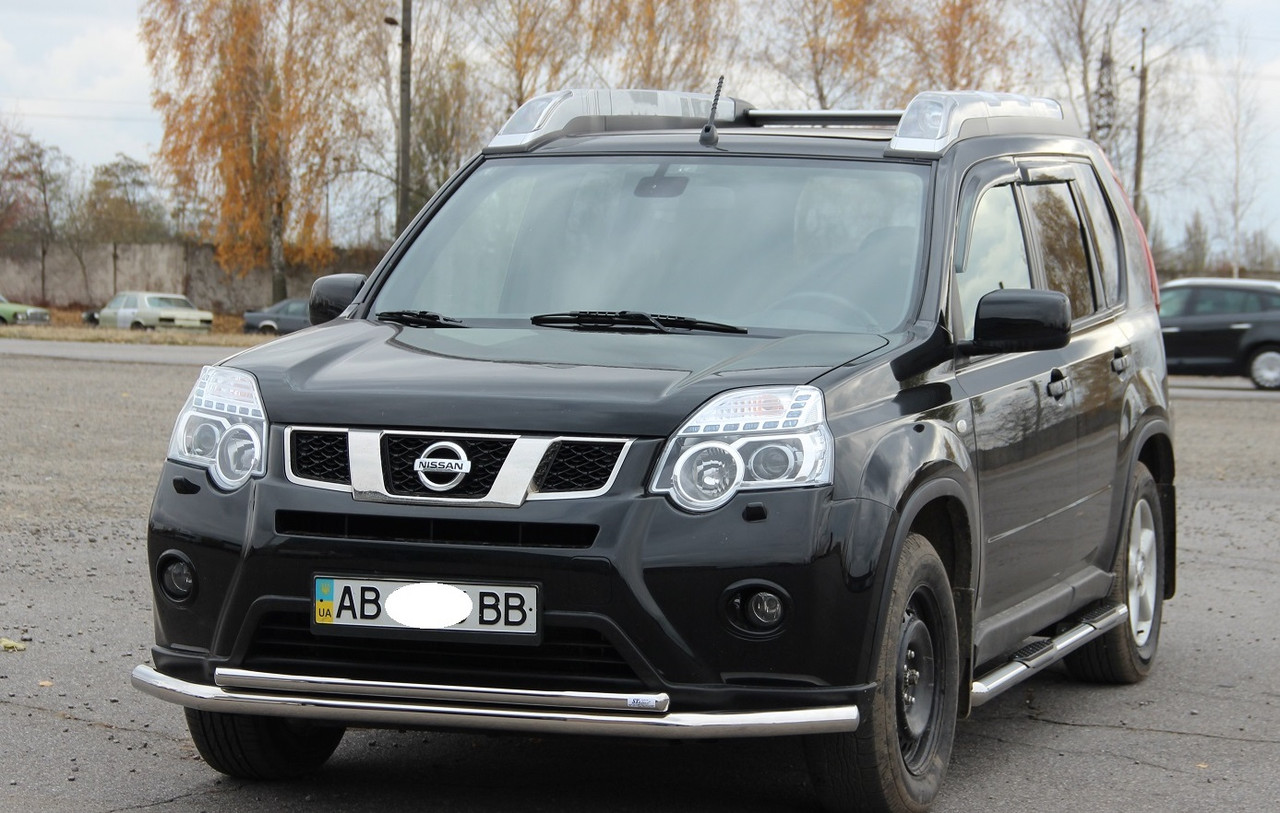 Захист переднього бампера ВУС подвійний Nissan X-Trail T30 00-07 T31 07-13 T32 2013+ кенгурятник дуги пороги