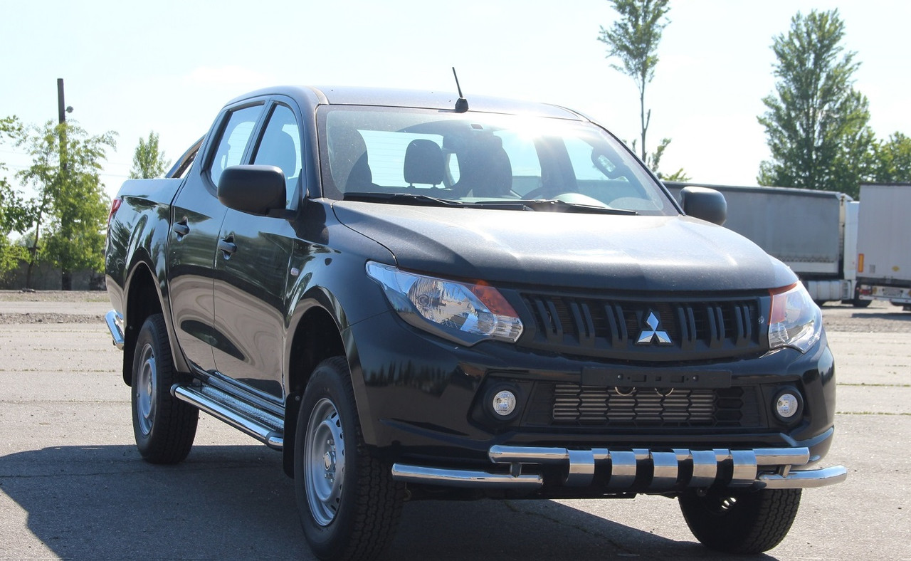 Захист переднього бампера ВУС подвійний Mitsubishi L 200 96-06 07-10 10-15 15+ Кенгурятник дуги пороги