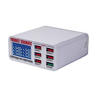 TU  TU Зарядная станция с индикацией параметров зарядки WLX-896 (6 USB, Fast Charge 3.0, 40W)