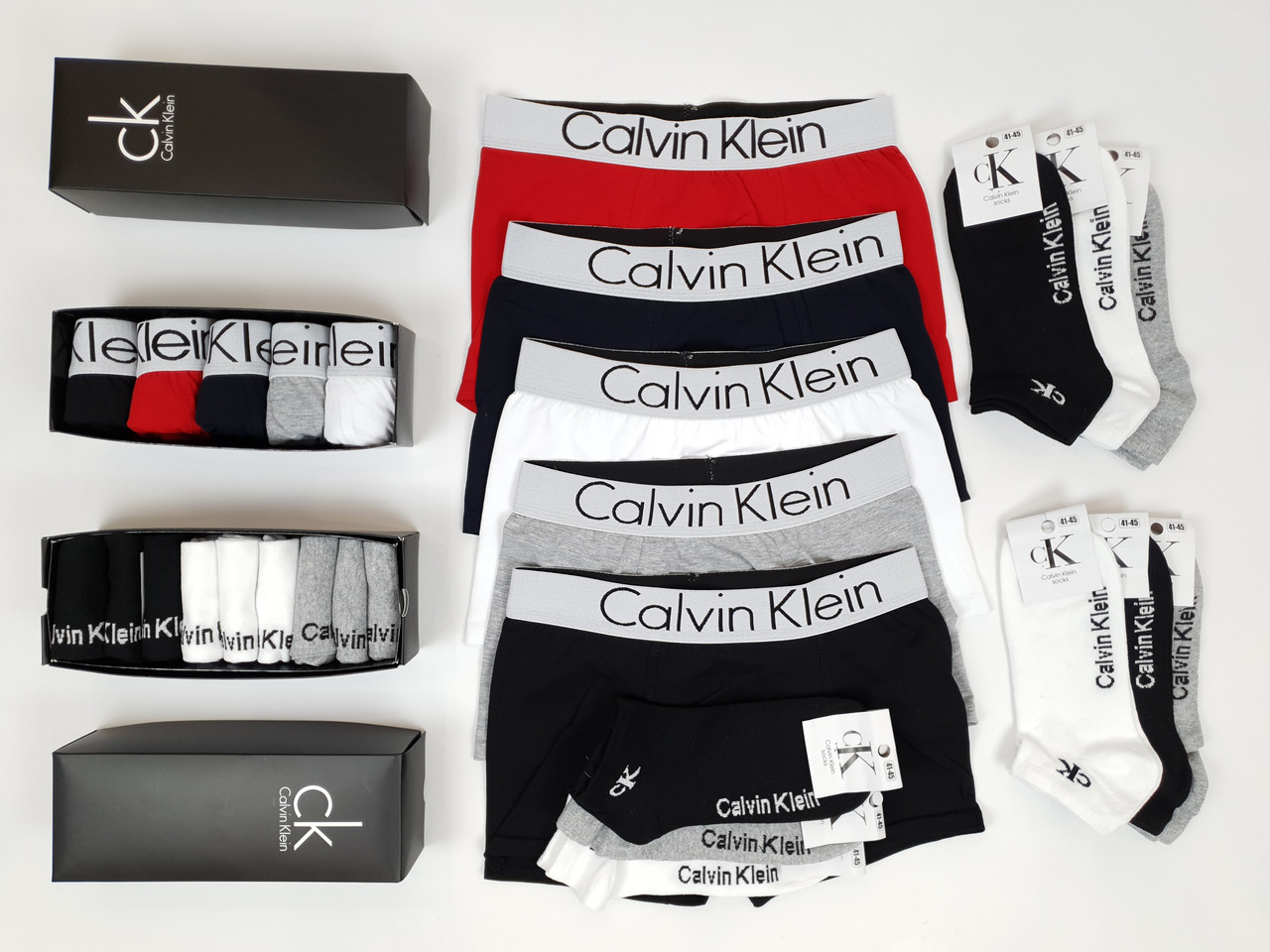 Набор носки короткие 30 пар Calvin Klein мужского белья 5шт. Набор мужских трусов боксеров Кельвин Кляйн - фото 1 - id-p1863979703