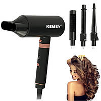 Фен мультистайлер KEMEY KM-9203 с 4 насадками Многофункциональный стайлер 4в1 для укладки и завивки волос