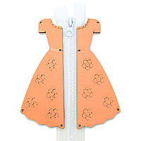 Заготовка для Бизиборда Цветное Платье + Молния для Девочки 14 см Оранжевый Цвет для Бизикуба