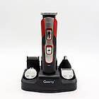 Машинка для стрижки 10в1 GM-592, Червона / Універсальна електробритва-триммер з насадками / Акумуляторна бритва, фото 8