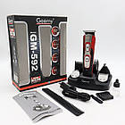 Машинка для стрижки 10в1 GM-592, Червона / Універсальна електробритва-триммер з насадками / Акумуляторна бритва, фото 10